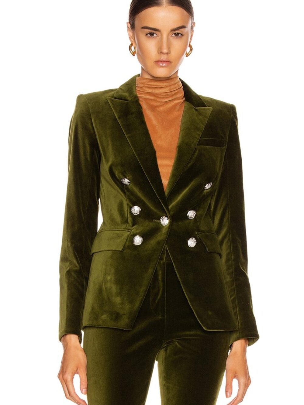 Veronica Beard Olive Stretch Velvet Lawrence Dickey Jacket - Size 8